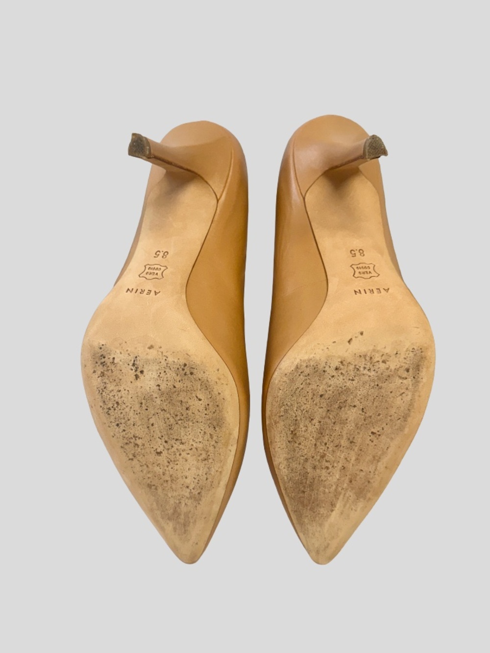 AERIN Leather Pointed Toe Stiletto Pumps in Tan Size 8.5 - Picture 2 of 2